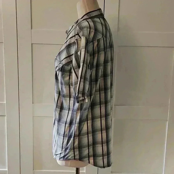 Vintage Vans Off The Wall Button Up Shirt Size MEDIUM western style pearl button - Picture 3 of 8